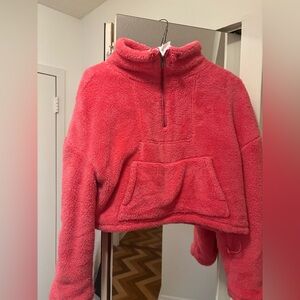Fuzzy pink urban outfitters cropped sweater | WORN ONCE